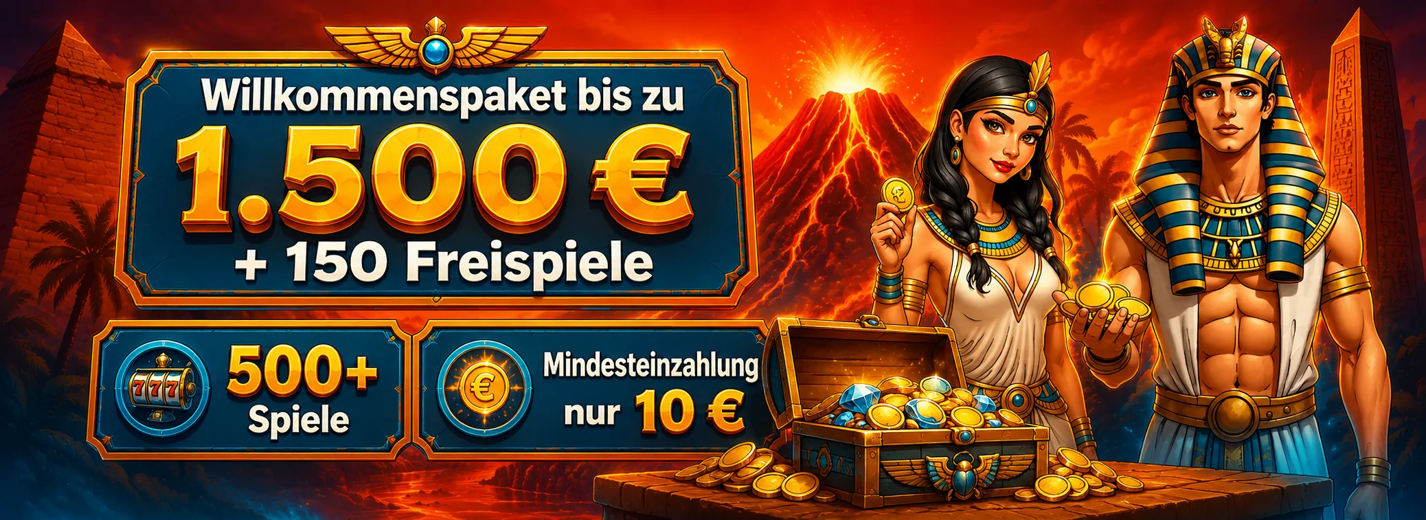 Vulkano Casino — Willkommensbonus + 150 Freispiele